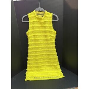 J Crew Boho Style Yellow Fringe Tiered Lace Sheath Sleeveless Dress, 2